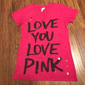 SOLD VS PINK Graphic Tee Sequin LOVE YOU Shirt